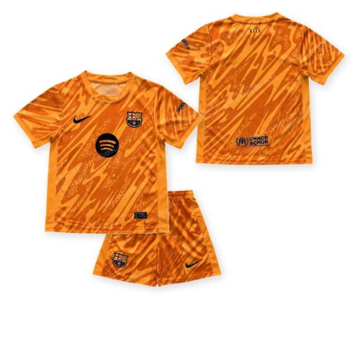 Barcelona Goalkeeper Orange Kids Football Kit 24/25