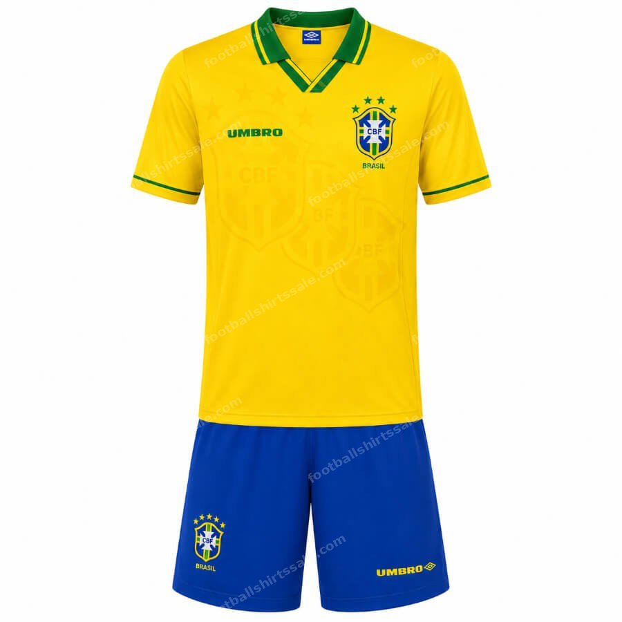 Brazil Retro Home Kids Football Kit 1996