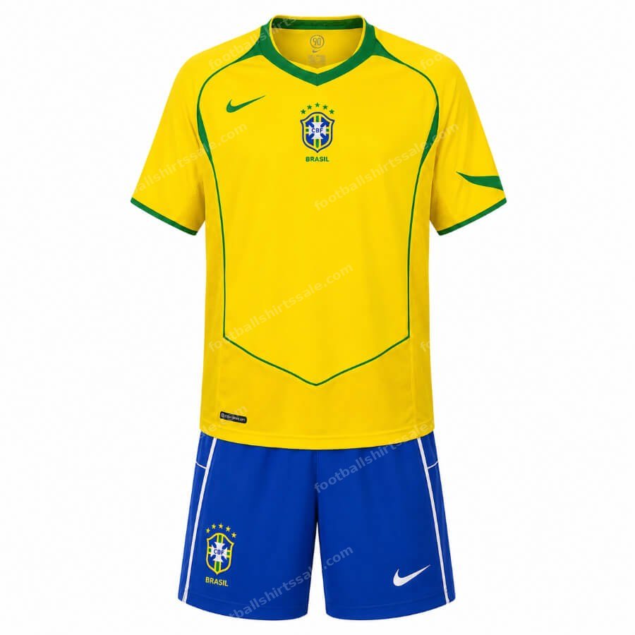 Brazil Retro Home Kids Football Kit 2004