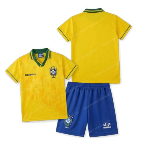 Brazil Retro Home Kids Football Kit 1994