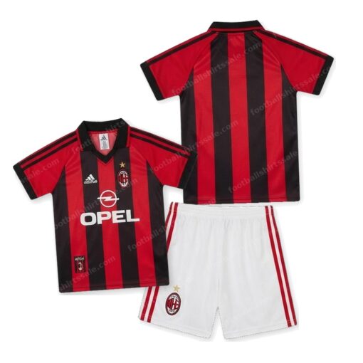 AC Milan Retro Home Kids Football Kit 98/99