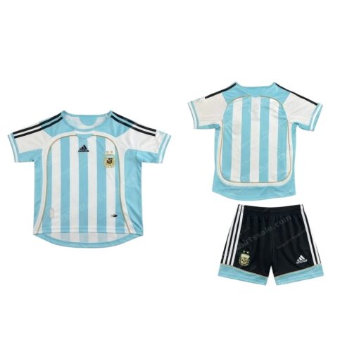 Argentina Retro Home Kids Football Kit 2006