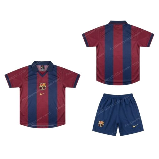 Barcelona Retro Home X Travis Scott Skeleton Kids Football Kit 00/01
